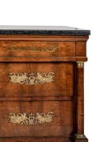 Empire style mahogany and brass-mounted marble-topped commode