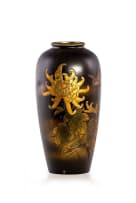 Japanese inlaid metal vase, Meiji period, 19th century