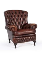 Leather Chesterfield wingback armchair, 20th century