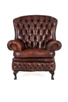 Leather Chesterfield wingback armchair, 20th century