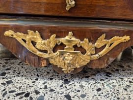 French Louis XV style marble-topped, parquetry and ormolu-mounted commode, 19th century