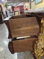 French Louis XV style marble-topped, parquetry and ormolu-mounted commode, 19th century
