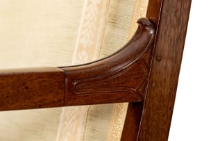 Pair of Empire style mahogany upholstered armchairs, late 19th century