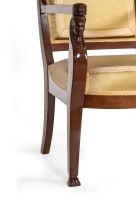 Pair of Empire style mahogany upholstered armchairs, late 19th century