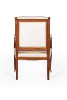 Set of four Empire style mahogany and ormolu-mounted upholstered armchairs, 20th century
