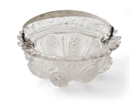 A Dutch crystal glass bowl with a silver handle, TGB, c. 1814-1953
