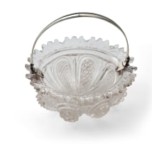 A Dutch crystal glass bowl with a silver handle, TGB, c. 1814-1953
