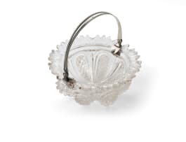 A Dutch crystal glass bowl with a silver handle, TGB, c. 1814-1953