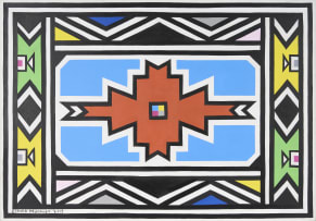Esther Mahlangu; Untitled (Ndebele Pattern with Orange Centre)