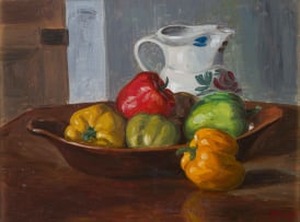 François Krige; Still Life with Peppers and Jug