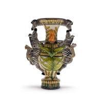 Thulani Mntungwa, George Manyathela and Mbusi Mfuphi; Vase decorated with zebra, monkey and leaf motifs