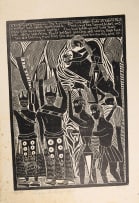 John Muafangejo; Kuanjama Wedding: The Two Brides Hold a Fan