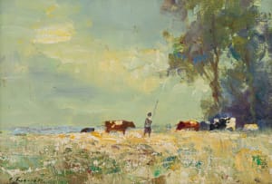 Christopher Tugwell; Landscape with Cattle and Cowherd