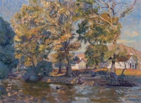 Siegfried Hahn; Landscape with Figures beneath Trees