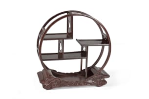 Chinese rosewood 'moon gate' display stand, 20th century
