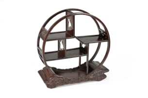 Chinese rosewood 'moon gate' display stand, 20th century