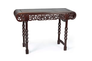 Chinese rosewood and carved console table, 20th century