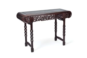 Chinese rosewood and carved console table, 20th century