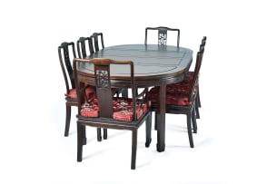 Chinese rosewood nine-piece dining suite, 20th century
