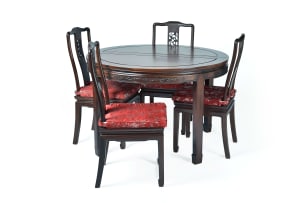 Chinese rosewood nine-piece dining suite, 20th century