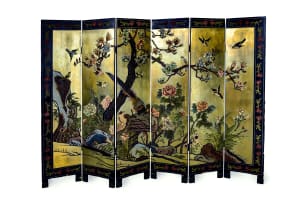 Chinese six-panel reversible folding screen, 20th century