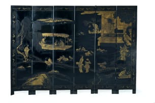 Chinese six-panel reversible folding screen, 20th century