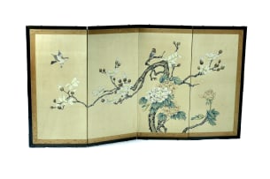 Chinese hand-painted silk wall panel, 20th century