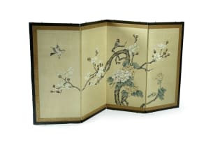 Chinese hand-painted silk wall panel, 20th century