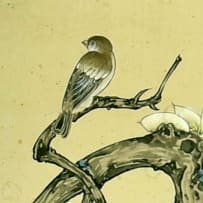 Chinese hand-painted silk wall panel, 20th century