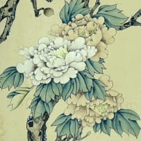 Chinese hand-painted silk wall panel, 20th century