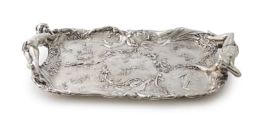A French Etain Garanti Art Nouveau pewter tray, late 19th/early 20th century