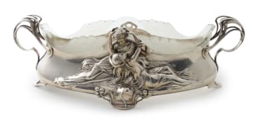 An Art Nouveau electroplated two-handled centrepiece, WMF, Germany, c.1900