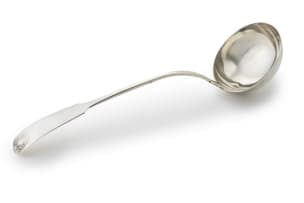 A Victorian silver 'Fiddle and Shell' pattern soup ladle, Peter Aitken I, Glasgow, 1837