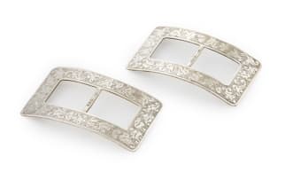 A pair of Edward VII silver shoe buckles, Charles Horner, Chester, 1905