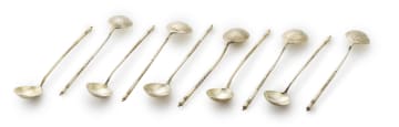 Ten Russian silver-gilt Mocha spoons, Moscow, 1888