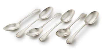 Six George III silver spoons, William Eley & William Fearn, London, 1819