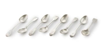 A set of eight William IV Irish silver teaspoons, Philip Weekes, Dublin, 1831