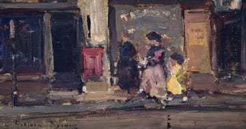 Adriaan Boshoff; Street Scene with Three Figures