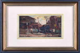 Adriaan Boshoff; Street Scene with Level Crossing