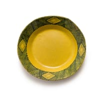 Hylton Nel; Yellow plate with blue diamond motif