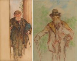 Francis Dodd; Man in a Doorway; Man in a Garden, two