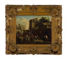 Continental School, 18th Century; Town Scene with Figures