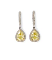 Yellow diamond drop earrings