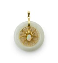 Spider opal and jadeite pendant