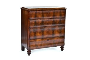 Biedermeier flame mahogany chest of drawers, c.1830