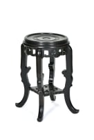 Chinese carved and ebonised hardwood pedestal table, 19th century