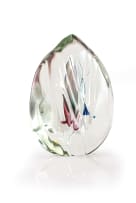 David Reade; Clear glass free-form faceted objet d'art with coloured inclusions