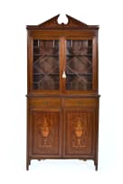 Georgian style mahogany and inlaid display cabinet, 19th century