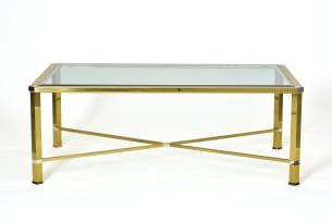 Glass and brass coffee table