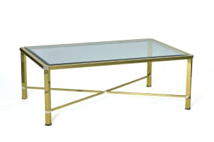 Glass and brass coffee table